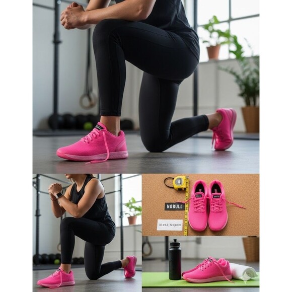 NOBULL Mens 6.5 Womens 8 Neon Pink Mesh Training Shoes Sneakers - Picture 1 of 11